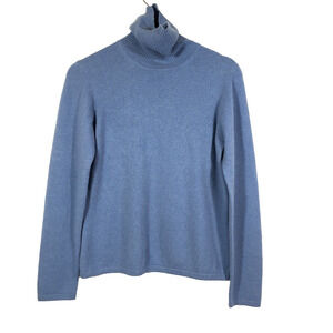 CULLEN Blue 100% Cashmere Sweater Turtleneck Light Pastel Women’s Medium Preppy